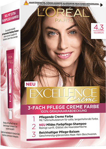 Braune Haare Goldbraun 43 Excellence Creme Packshot